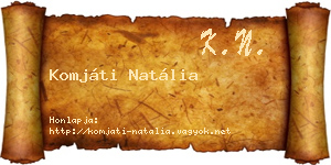 Komjáti Natália névjegykártya